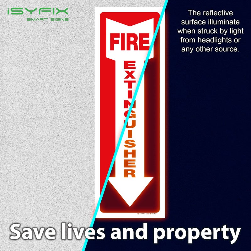iSYFIX Fire Extinguisher Reflective Sticker Sign â€“ 5 Pack 4x12 â€“ Premium Self-Adhesive Vinyl, Laminated for Ultimate UV, Weather, Scratch, Water and Fade Resistance, Indoor and Outdoor - Image 2